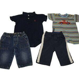 Y2K Baby 3-6 Month Clothing Bundle Piece Romper Bodysuit Jeans Pants 3M 6M Blue